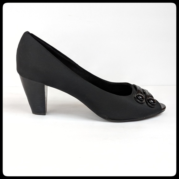 Coach and Four peep toe black heels pumps 9.5 - Picture 2 of 7